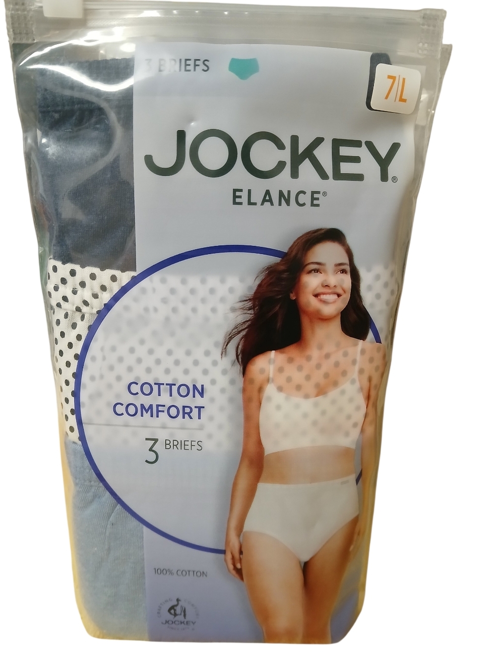 NWT COTTON COMFORT Jockey Elance Woman's Briefs - Blue & White Pack 3